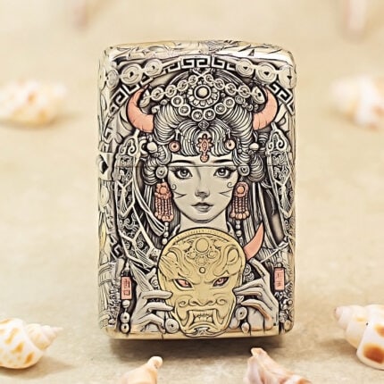 Zippo Silver-Tone Zakiram Masked Beauty Jacket Lighter