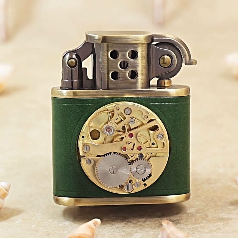 Karl Wieden Bronze Green Leather Petrol Lighter | K598-001A