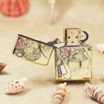 KZ506 five-side beauty and floral engraved Zippo Armor lighter shown open