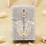 Zippo Silver-Tone Full Crystal Angel Wings Jacket Lighter