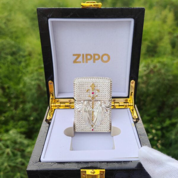 Zippo Luxury Swarovski Silver Crystal Angel Wings Lighter