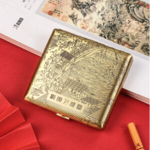Vintage Antique Brass Engraved Pattern Cigarette Case