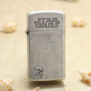 Zippo Slim Antique Silver Star Wars Lighter