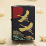 Japanese Zippo Maki-e urushi cranes gold leaf lighter