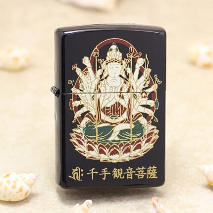 Japanese Zippo Maki-e urushi Buddha gold leaf lighter