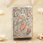 KZ554 Mermaid Legend engraving with pink, orange and gold-tone marine accents