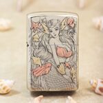 KZ554 silver-tone Zippo jacket lighter with mermaid and sea-life artwork