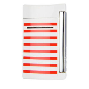 S.T. Dupont MiniJet White With Stripes Torch Flame Lighter 10108