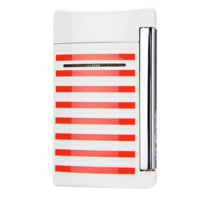 S.T. Dupont MiniJet White and Red Stripes torch lighter front view 010108