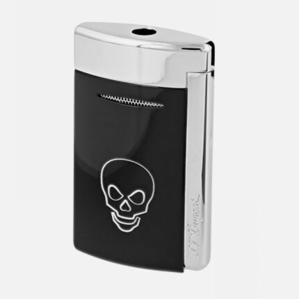 S.T. Dupont MiniJet Black with White Skull torch lighter 010804 front view