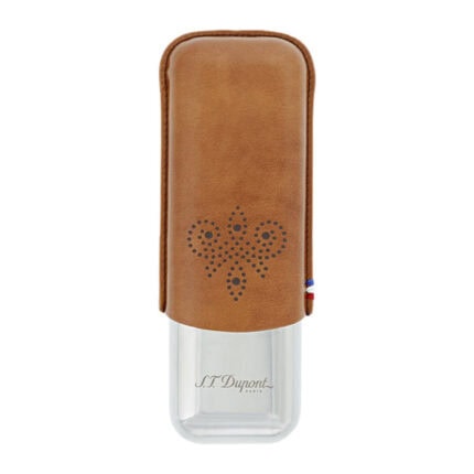 S.T. Dupont Derby brown leather 2-cigar case 183019 front view