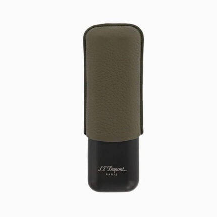 S.T. Dupont khaki grained leather 2-cigar case 183249 front view