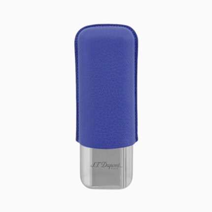 S.T. Dupont indigo blue leather 2-cigar case 183267 front view