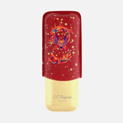 S.T. Dupont Year of the Dragon burgundy 2-cigar case 183276 front view