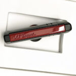 S.T. Dupont MaxiJet 20160N side profile with engraved red ignition trigger