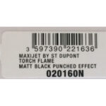 S.T. Dupont box label for MaxiJet reference 020160N matte black punched effect