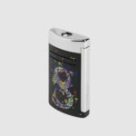 S.T. Dupont MaxiJet Dragon 20177 black lacquer and chrome torch lighter angled view