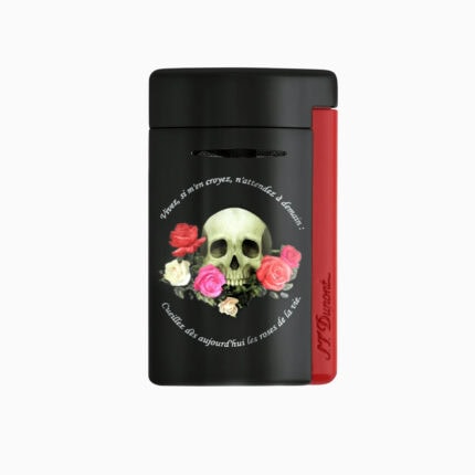S.T. Dupont MaxiJet Memento Mori 20394 front with skull, roses and French verse