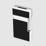 Angled top view of S.T. Dupont Biggy Black Lacquer Chrome Lighter 025001