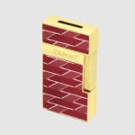 Angled top view of S.T. Dupont Biggy Burgundy Monogram Lighter 025078B