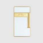 S.T. Dupont Slimmy white lacquer and gold torch lighter 028004