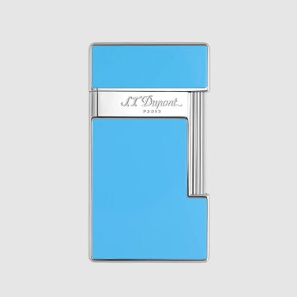 S.T. Dupont Slimmy sky blue lacquer and chrome torch lighter 028007