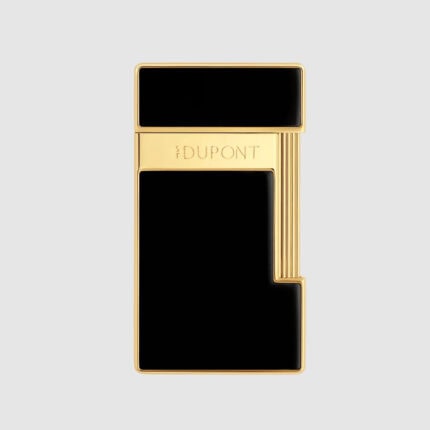 S.T. Dupont Slimmy Black Lacquer and Gold torch lighter 028222