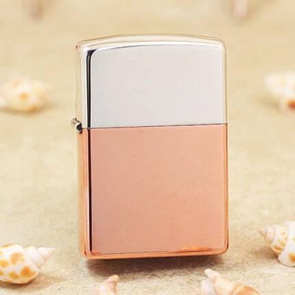 Zippo Bimetal Sterling Silver Lid Copper Lighter 48694