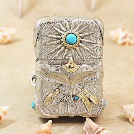 Zippo Eagle Feather Turquoise-Colored Inlay Jacket Lighter