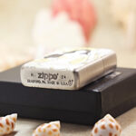 KZ370 five-side engraved Zippo Armor lighter base stamp and box display