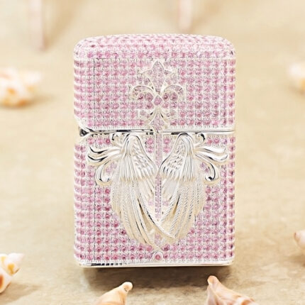 Zippo Pink Full Crystal Angel Wings Jacket Lighter