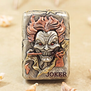 Japanese Zippo Brass Metal Jacket Rose With Joker Lighter