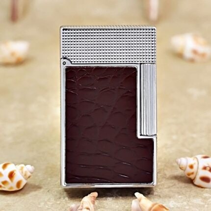 Karl Wieden KW-T0203B brown crocodile leather petrol lighter front view