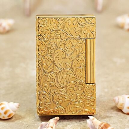 Karl Wieden KW-T0208E gold Arabesque engraved petrol lighter front view