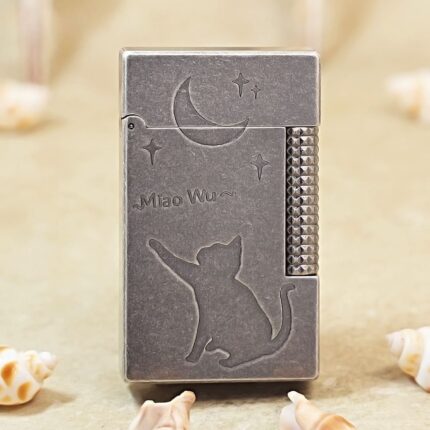 Karl Wieden KW-T021011 Antique Silver Cat butane lighter product gallery photograph 1