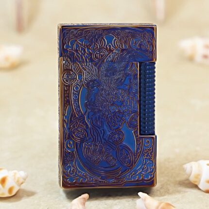 Karl Wieden KW-T0229 smoked-blue Brave Troops relief petrol lighter front view