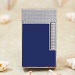 Karl Wieden KW-T0233B blue lacquer silver-tone petrol lighter front