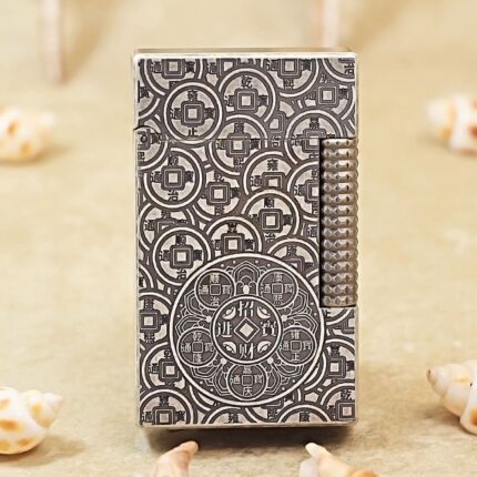 Karl Wieden KW-T0236A antique silver Chinese coin engraved petrol lighter front