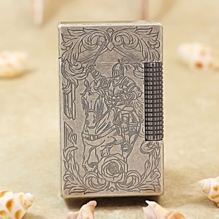 Karl Wieden KW-T0250A antique silver knight and rose lighter front