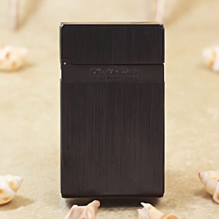 Karl Wieden KW-T02B black ice brushed petrol lighter with logo face