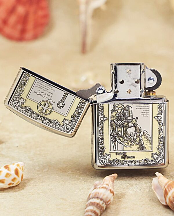 Zippo Brushed Chrome 5-Sides Engraved Knight's Manifesto Lighter