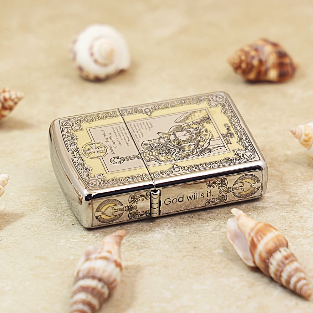 Zippo Brushed Chrome 5-Sides Engraved Knight's Manifesto Lighter
