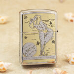 KZ134 vintage Windy figure engraving on high-polish chrome Zippo Armor