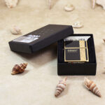 Zippo Golden Arabesque Black Lacquer KZ515-1 lighter and box detail