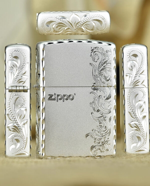 ZippoPlatedSilverArabesqueHandEngraved_07