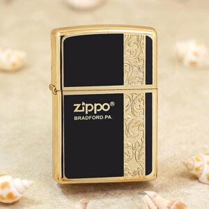 Zippo Golden Arabesque With Black Lacquer Lighter