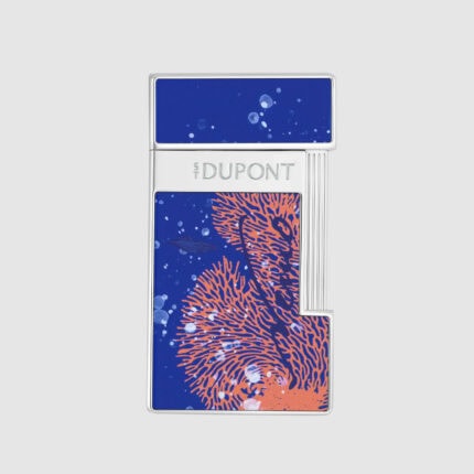 S.T. Dupont Slimmy Jules Verne Vanikoro blue lacquer and chrome torch lighter 028053