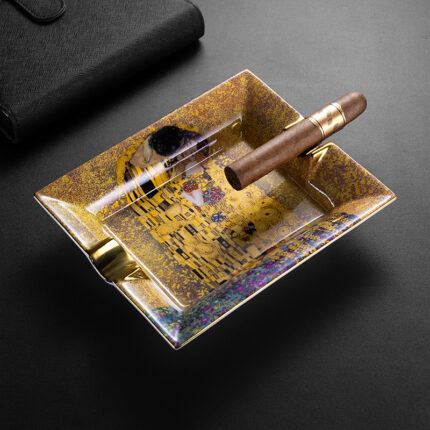 CigarLoong CL-020 large painted two-cigar ceramic ashtray