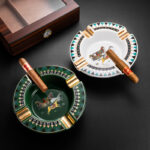 CigarLoong CL-021 horse motif four-cigar ceramic ashtray