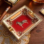 CigarLoong CL-003 Year of the Horse two-cigar ceramic ashtray, alternate product view 1